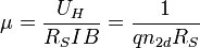 \mu = \frac{U_H}{R_SIB} = \frac{1}{qn_{2d}R_S}