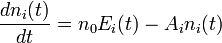 \frac{d n_i(t)}{dt}=n_0 E_{i}(t) - A_i n_i(t)