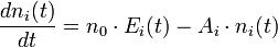 \frac{d n_i(t)}{dt}=n_0 \cdot E_{i}(t) - A_i\cdot n_i(t)