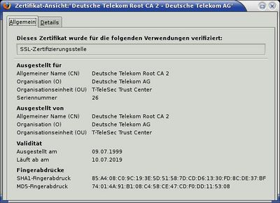Einträge für Deutsche Telekom Root CA 2 (Stand 04.06.2009)